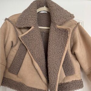 Teddy Brown Shearling Cropped Jacket